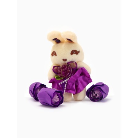 A set of soap roses in a box is 8 pieces, purple-white with a bunny-7