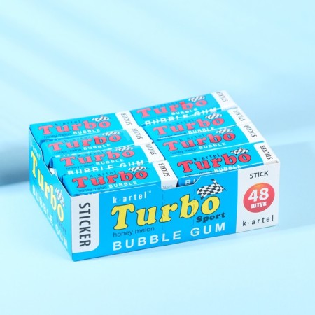 Chewing gum Turbo, with a taste of melon with a sticker, 14 g-1