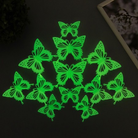Magnet Plastic "Butterflies luminous with cut -out patterns" set of 12 pcs 8; 10; 12 cm-1