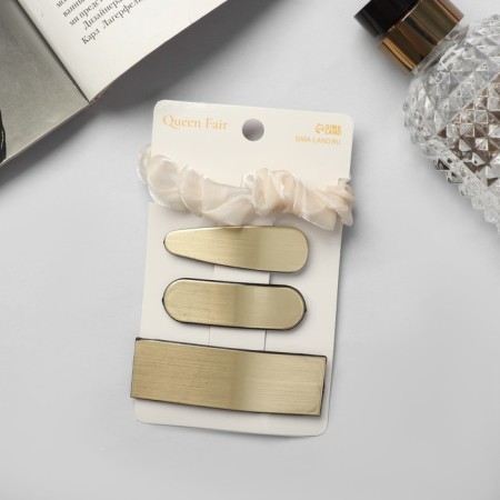 Hair set "Toliman" (1 elastic band-6 cm, 3 invisibility-7 and 5 cm) gold