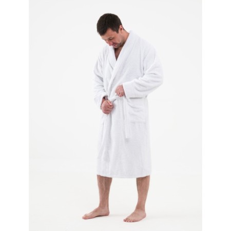 Male bathrobe with a shawl, size 60-62, white color-3