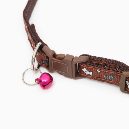 Collar "dog" with a bell, 30 x 1 cm, nylon, brown-2