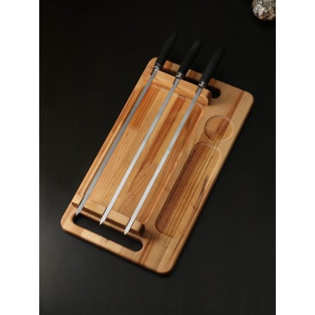 Gift set for the supply of barbecue: a board-board 44 × 24 × 5.5 cm, skewer 3 pcs, dough, birch-3