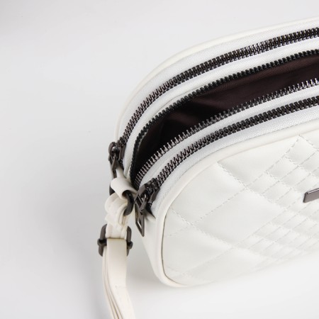 Bag Women's Cross-Bodi with a zipper, white color-5