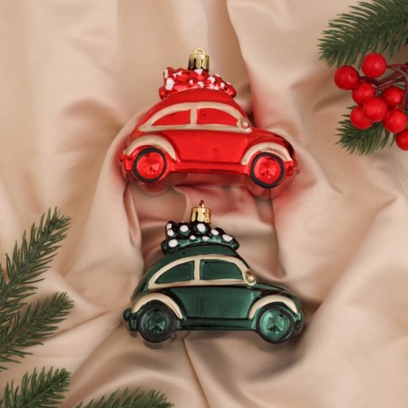 Decoration Christmas tree "machine Color" (set 2 pcs) 9x5x7 cm, green red