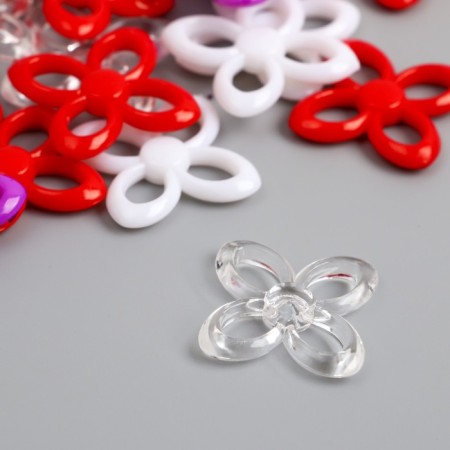 Decor for creativity "Flower. Red, purple, white and transparent" NR 20 g 2.8x2.8x0.4 cm 992805-1