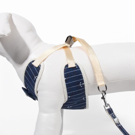 A set with a soft harness "anchor", size l, leash 120 x 1.5 cm, og 42-76 cm, blue-4