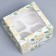 Capcake box, confectionery packaging with a window, 4 cells "White Roses", 16 x 16 x 10 cm