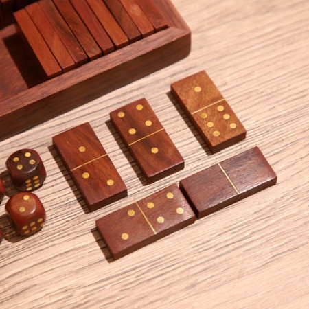 Board game 3V1 (domino + crossbreaks + cubes) 23x10.5x3.5 cm, tree shisham-6