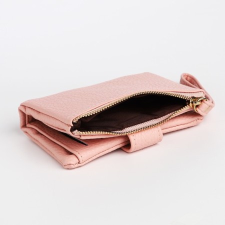 Women's wallet on the button, pink color-2