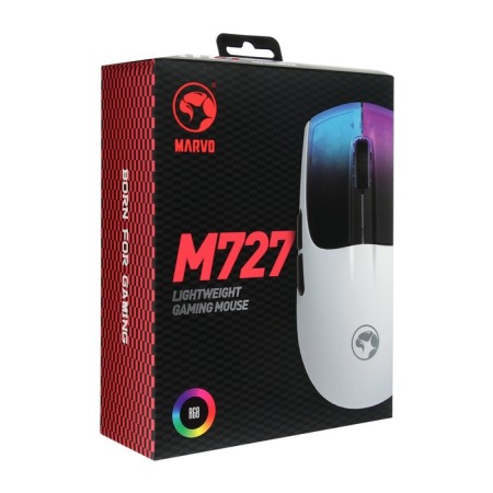 MARVO M727 mouse, game, wired, optical, backlight, 12000 dpi, white-8