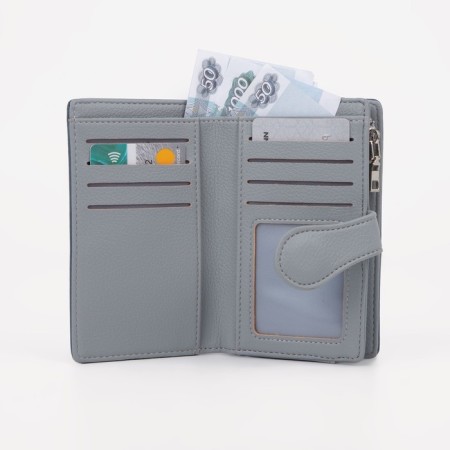 Women's wallet on magnet, blue color-5