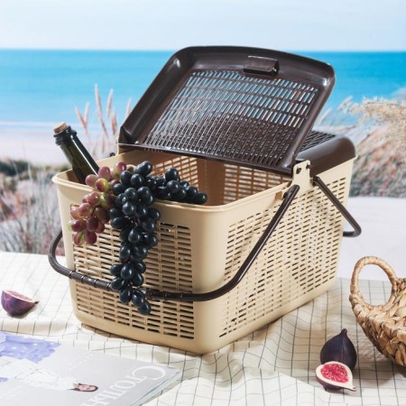 Picnic basket, 45 × 30 × 24 cm, color is light brown-4