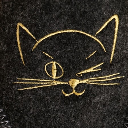 Slips for a bathhouse gray with embroidery "cat" women (26 cm inside insole)-2