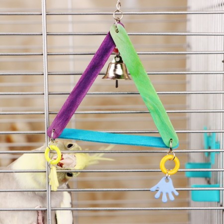 Toy for birds "Multi -colored triangle", with a bell, mix-2