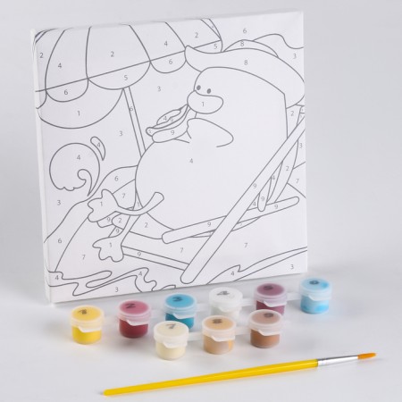 Picture on numbers for children "Duck on vacation", 17x17 cm-1