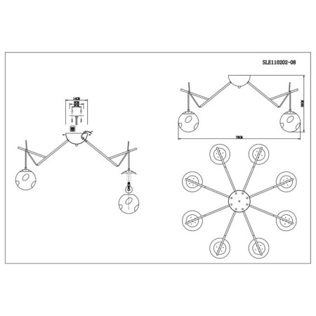 Ceiling EVOLUCE lamp. Sle110202-08. Calletta. 8x40 watts, E14, 79x79x37 cm, white color-6