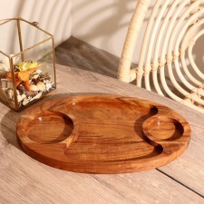 Tray wood with 3 niches 39x23.5 cm