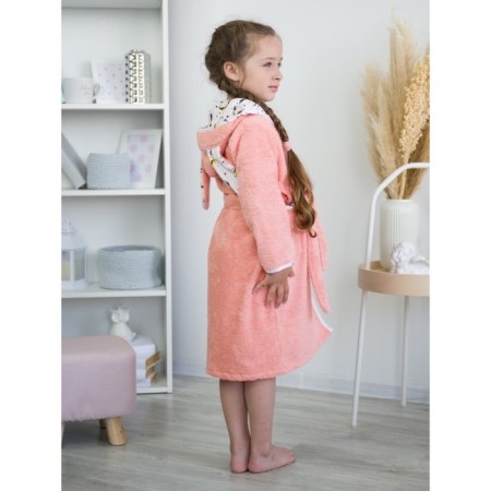 Terry robe of children's "ears", size 32, color peach-2