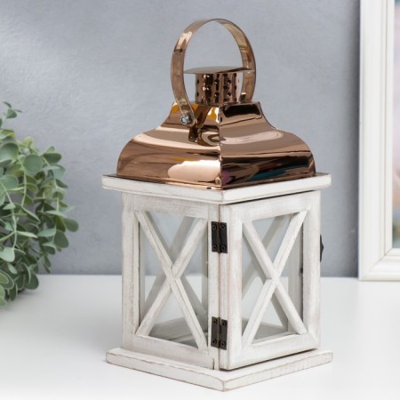 Summary tree for 1 candle "Lantern" gray and copper 24.5x13.5x13.5 cm-3