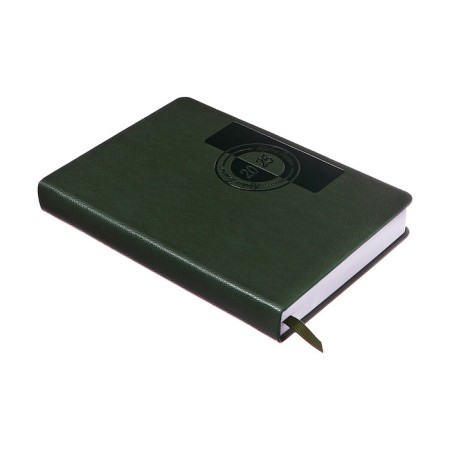 Dated diary of 2025, A6+, 176 sheets "Lyon", solid cover, pancake embossing, with liesa, block 80 g/m2, green-1