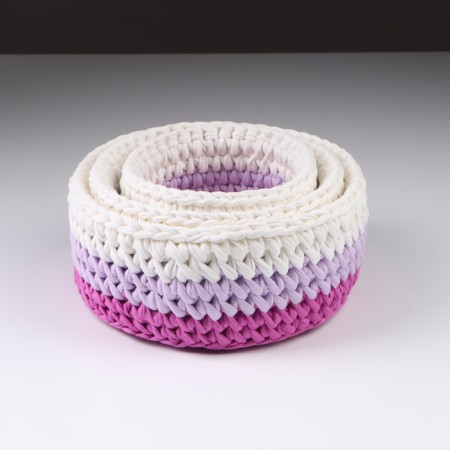 Set of knitted baskets, 3 pcs, knitted yarn, pink-2