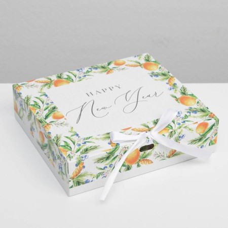 Folding Gift Box "Mandarins", 20 x 18 x 5 cm, New Year