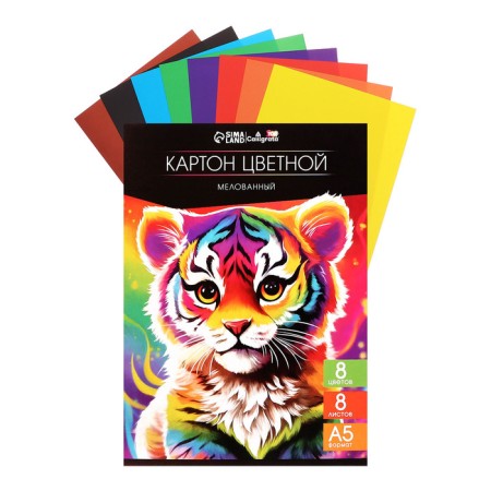 Cardboard color A5, 8 sheets 8 colors, coated 230 g/m2