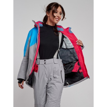 Ski jacket female winter, size 50, raspberry color-11