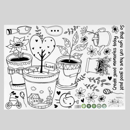 Sticking plastic interior black "Plants in pots" 50x70 cm-1