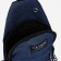 Male sling bag from textiles, headphone opening, blue color