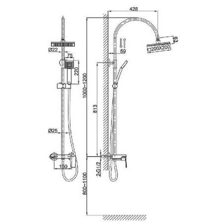Shower system D&K DA1323701C05, chrome-2