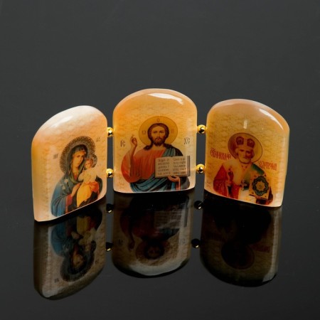 Triptih Orthodox, 12 × 6.5 × 1 cm, selenite
