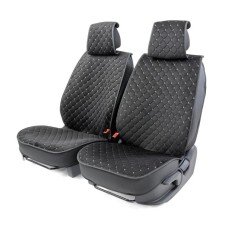Frame caps for the front seats Car Performance, 2 pcs, alcantara, rhombus, black and gray