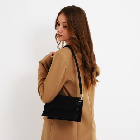 Female bag on one shoulder, on a zipper, black color-6