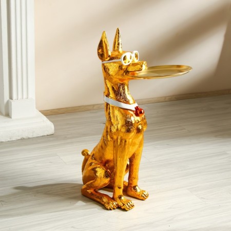 Table decorative stand "Doberman with glasses" 26x46x74 cm-1