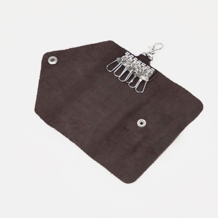 Key on the button, length 11 cm, 6 carbines, brown color-2