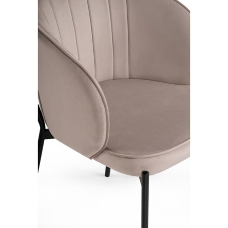 Stool on a metal frame Neil metal/velor, black/latte 58x54x80 cm-5