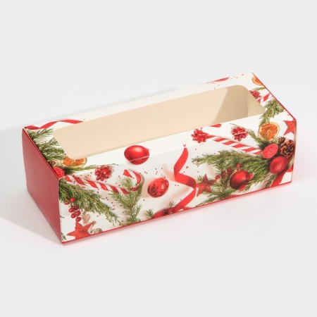 Box for confectionery with the Window "New Year's Classic", 26 x 10 x 8 cm, New Year-3