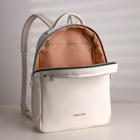 A backpack with a zipper, Textura, external pocket, white color-10
