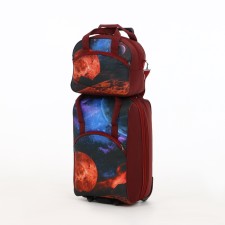 Small 37 l (s) suitcase with a Sacvoyage bag, lightning department, with extension, purple color