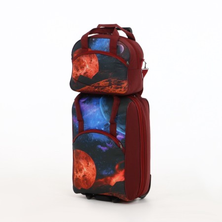 Small 37 l (s) suitcase with a Sacvoyage bag, lightning department, with extension, purple color