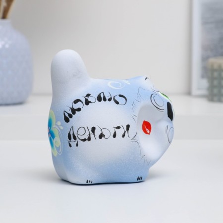Pig a piggy bank "Cat tail pipe" 14cm, blue, mix-1