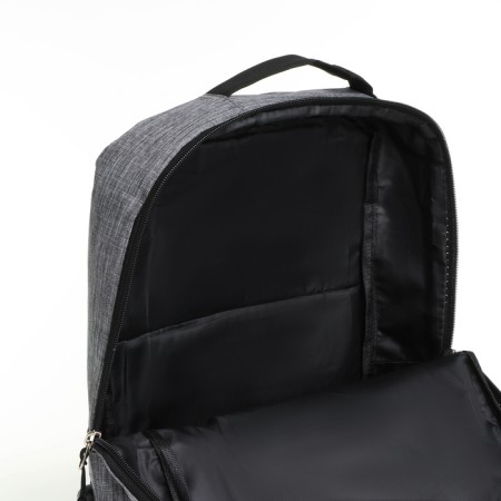 City backpack on a zipper, 4 pockets, USB, black/gray color-6