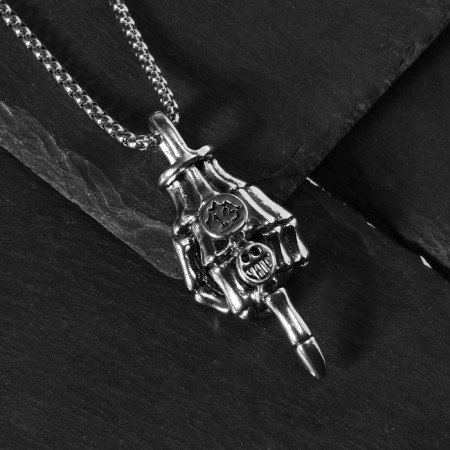 Pendant "finger" medium skeletal, color black silver, l = 70 cm
