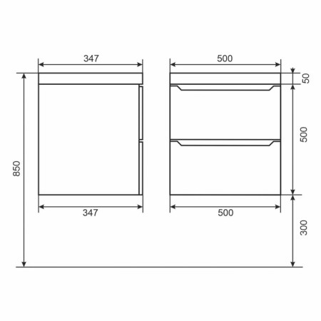 Tumbling under the Uperwood Tanos sink, suspended, 50 cm, white, graphite-6