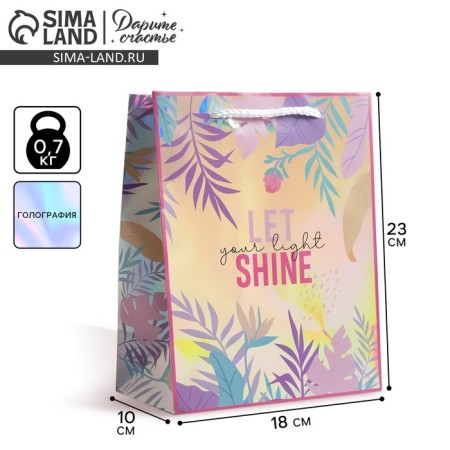 Gift holographic package, packaging, Let your Light Shine, 18 x 23 x 10 cm