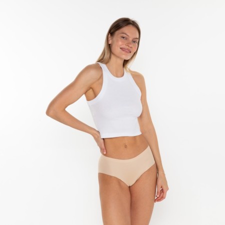 Panties female slips are seamless, beige color, size 48 (l)