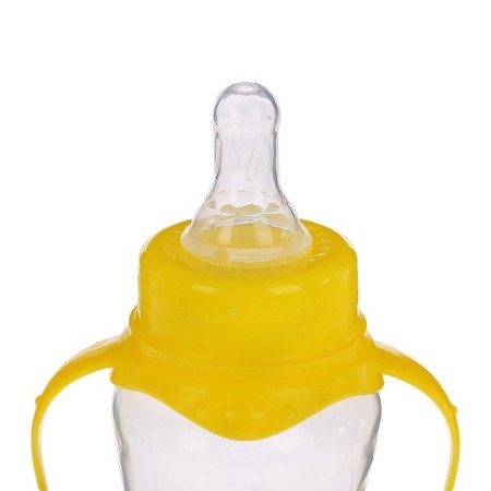 A bottle for feeding, a classic throat, with handles, 250 ml., 3 months, color yellow mix-3