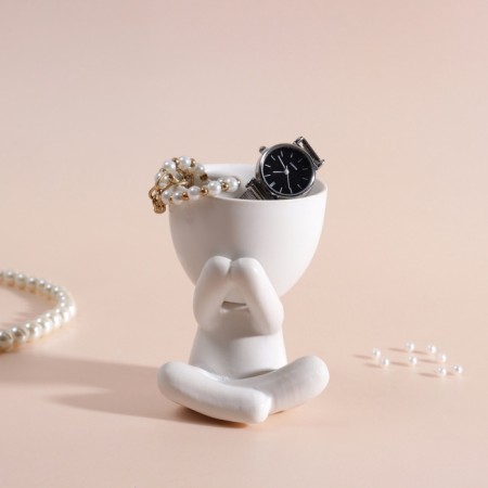 Interior subject "Mr. Green" A lover of silence 9.8*6.7*8 White ceramics